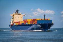 Shipping container ship with security seals